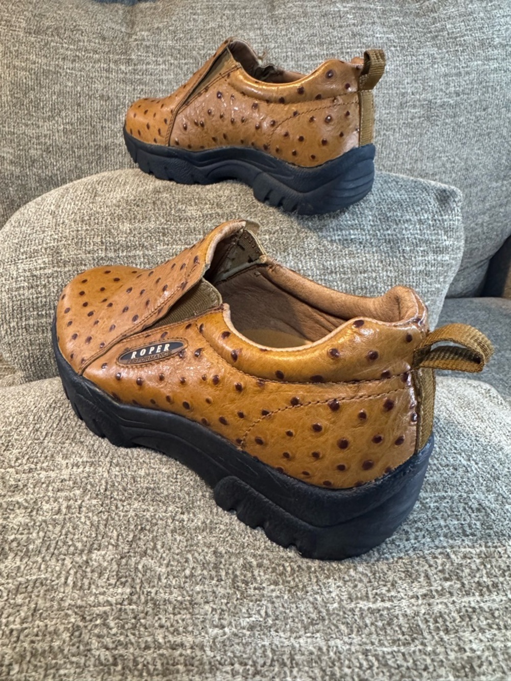 Roper Men's Performance Slip-On Shoes Faux Ostrich Leather Size 9 - Picture 11 of 11
